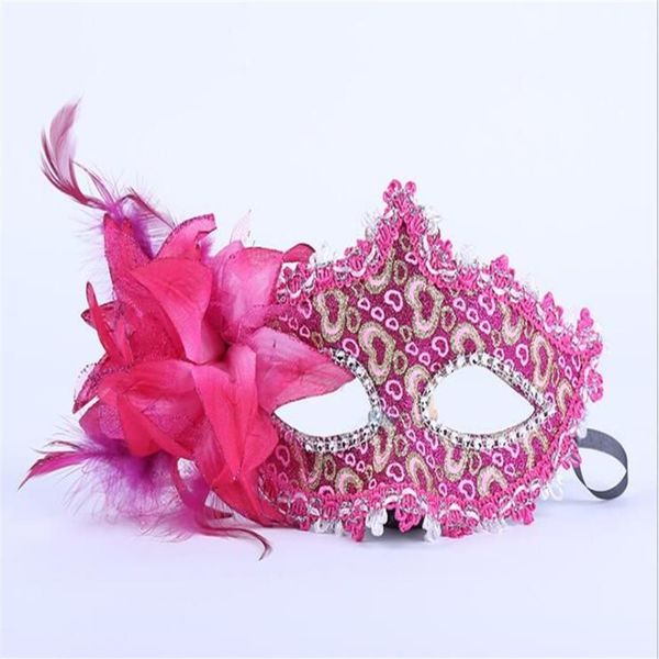 Máscara de flores de fiesta Mascarada veneciana de Halloween QERFORMANCE Parche de cuero para fiesta Máscara de encaje rosa dorado GB4183076