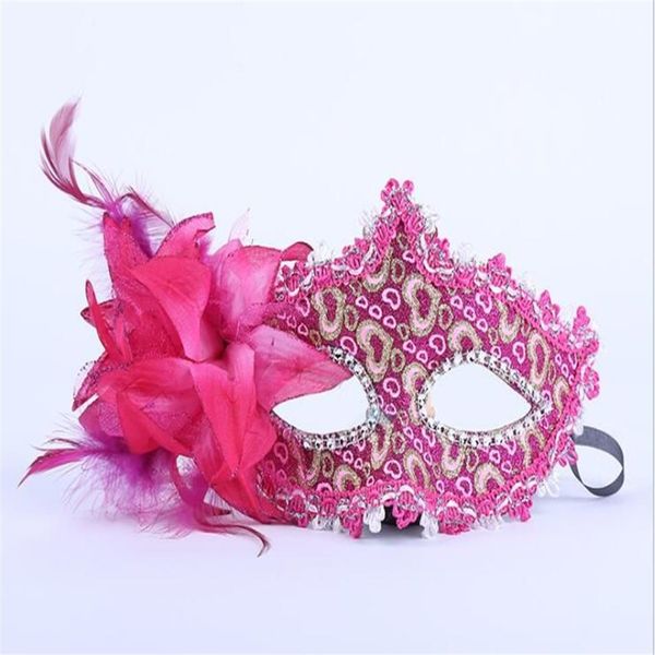 Máscara de flores de fiesta Mascarada veneciana de Halloween QERFORMANCE Parche de cuero para fiesta Máscara de encaje rosa dorado GB418267B