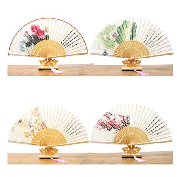 Fiesta plegable favor vintage fan seda fan retro retro chino japonés bambú plegable paneles de baile fanáticos de la mano decoración del hogar adornos artesan