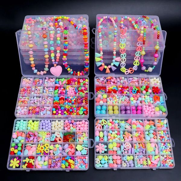 Jeux de société Artisanat 500 pièces bricolage à la main perlé jouet pour enfants créatif perles d'espacement en vrac faisant Bracelet collier bijoux Kit fille cadeau 231013