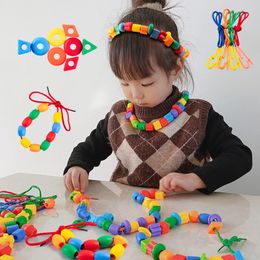 Jeux de fête artisanat perlé bricolage fait à la main Puzzle portant des perles blocs de construction éducation précoce géométrie forme Bracelet jouet 231021