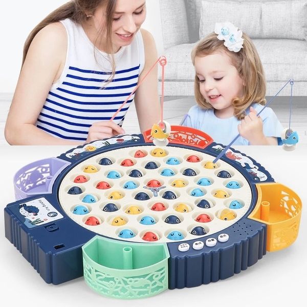 Jeux de fête artisanat jouets de pêche pour enfants garçons filles jeu de poisson magnétique électrique musical planche rotative jouer Sports de plein air éducatif enfant 230320