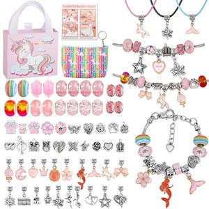 Makersland Kit de bracelets à breloques pour enfants - Sac licorne - Ensemble de colliers de perles faits à la main - Cadeau de Noël - Perles pour la fabrication de bijoux - 230830