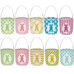 Cadeau de fête lapin de Pâques panier sacs pour enfants toile coton transport et sac de chasse aux oeufs queues moelleuses imprimé lapin toile jouets seau fourre-tout pochette de rangement sac à main