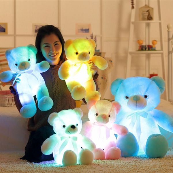 Cadeau de f￪te Doulotte lumineuse ours en peluche avec LED int￩gr￩e Fonction de lumi￨re color￩e Gift de la Saint-Valentin 30 cm 50cm 70cm