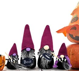 Party Gift Halloween Witch Gnomes Plush voor Tier Tray Decor Handmade Fall Gnome Autumn Faceless Poll Table Ornamenten Gifts7535129