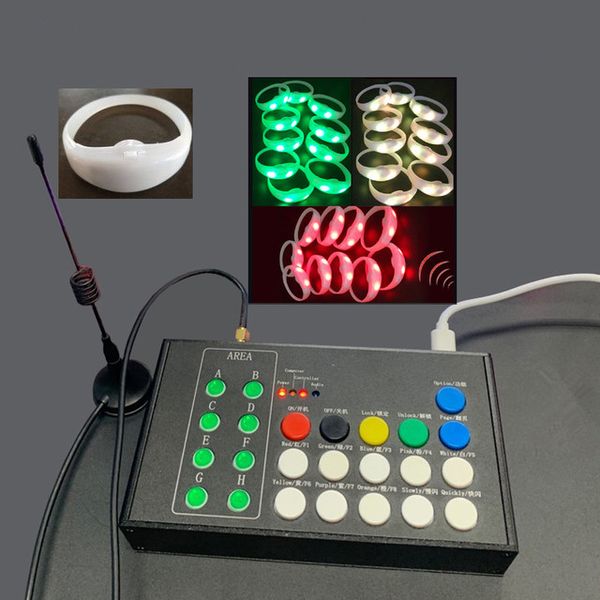 Cadeau de fête LED Silicone TPU Bracelets Avec 24 Touches 400 Mètre 433.92 MHz 8 Zone Télécommande Changement De Couleur Bracelet Lumineux Pour Clubs Concerts Décoration De Bal