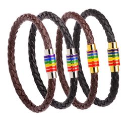 Cadeau de fête système de bracelet européen et américain simple bracelet de couleur en cuir arc-en-ciel ornements de boucle magnétique à la mode LK303