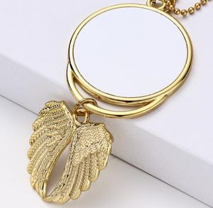 Cadeau de fête Sublimation Désodorisants Blanc Blanc DIY Cadeaux Personnalisés Trois Styles Pendentifs De Voiture En Métal Ailes D'ange Ornements EE