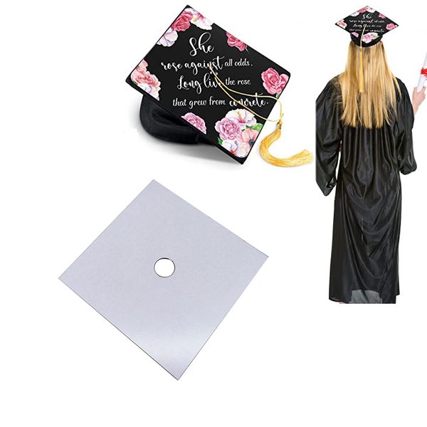 Cadeau de fête sublimation vide mdf graduation cap chapeau topper autocollant personnalisé bricolage photo plaque commémorative adhésive caps gradg pavan