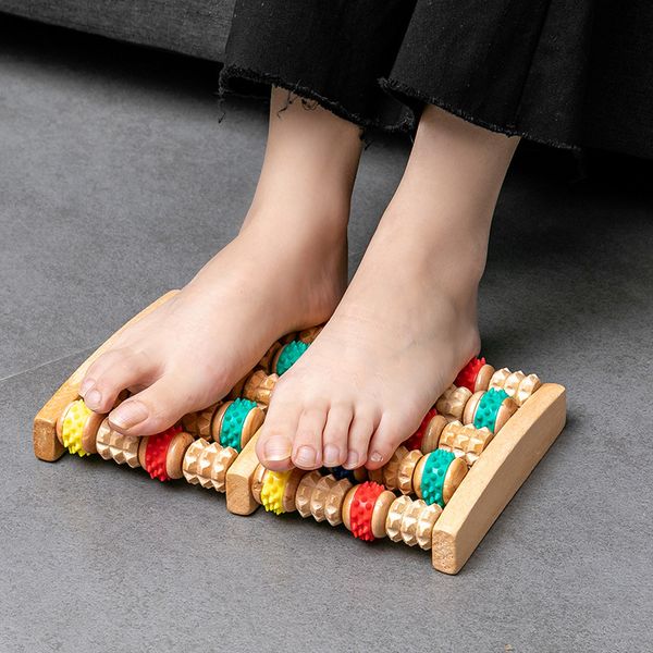 Regalo de fiesta, masajeador de madera para pies de 3/6 filas, masajeador para aliviar el dolor y el estrés, rodillo Shiatsu para el cuidado de los pies, rodillo para terapia de salud, masajeador relajante