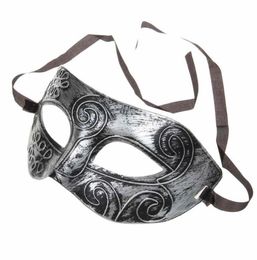 Party Half Face Retro Greek Roman Warrior Halloween Silver Mask Unisexe Party Venetian Masquerade décorations Mardi Gras Masques pour 1802810