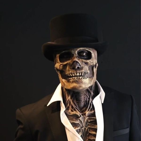 F￪te Halloween Skull Masques Biochemical Crisis Horror Latex Headgear Brain Plasma bouche mobile Demon Zombie Skeleton