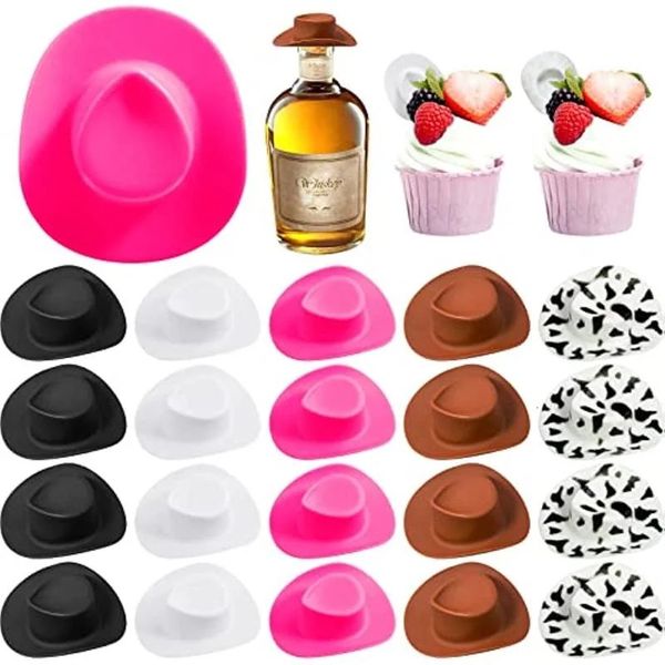 Sombreros de fiesta 10 30 piezas Mini sombrero de vaquero occidental Muñeca de mujer Accesorios de decoración lindos de plástico 231017