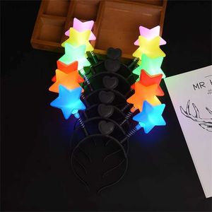 Feesthoedjes 1pc LED Stralend Stuiteren Stervorm Hoofdband Nieuwjaar Verjaardagsfeestje Haarband Gloeiende Hoofddeksels Meisje Knipperende Haaraccessoires YQ240120