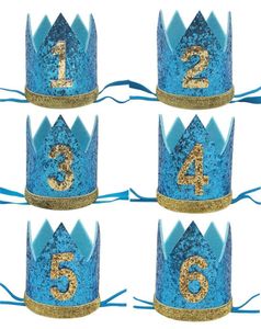 Chapeaux de fête 1pcs 1er 2ème 3e paillette couronne bandeau joyeux anniversaire 1 2 ans baby shower enfants décoration hat6774083