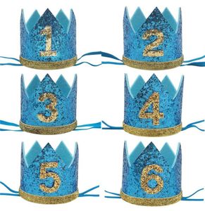 Chapeaux de fête 1pcs 1er 2e 3e paillette couronne bandeau joyeux anniversaire 1 2 ans Baby Shower Children Decoration Hat8952753