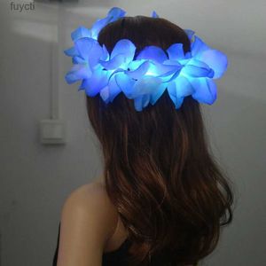 Chapeaux de fête 1 pièces femmes fille LED Hawaii hawaïen Lei bandeau lueur éclairer fleur couronne couronne anniversaire fête de mariage noël navidad YQ240120