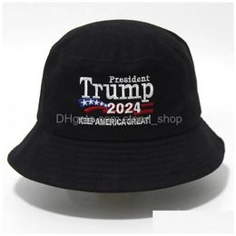 Chaps de fête 2024 Donald Trump broderie Bucket Hat Keep America Fish Cap Drop Livrot Home Garden Festive Supplies Dhkyx