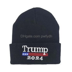 Chapeaux de fête 2024 Donald Trump Tricot Hat Caps de laine Gardez l'Amérique Bons brodés CAP UNISE UNISEE