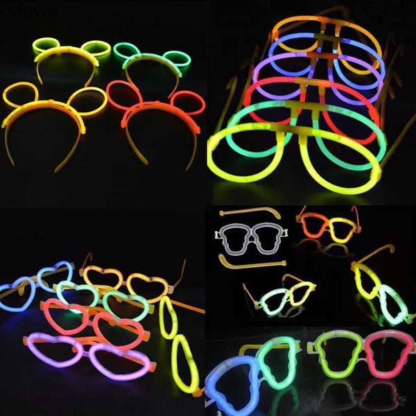 Chapeaux de fête 20 pièces enfants adultes lumineux bâton lumineux lunettes lapin bandeau Fluorescent néon jouet fête Bar anniversaire mariage noël carnaval YQ240120