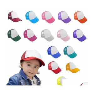 Feestmutsen 21 kleuren kinderen cap kinderen mesh caps blanco sublimatie trucker hoed meisjes jongens peuter festival benodigdheden drop levering ho dhsyo