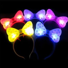 Chapeaux de fête 5 10 pièces bandeau en corne LED boucles d'oreilles lumineuses multicolores accessoires de cheveux arc accessoire de décoration de mariage 231023
