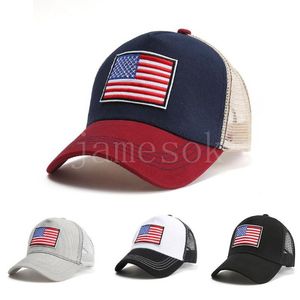 Sombreros de fiesta Bandera americana para adultos Gorra de béisbol Four Seasons Algodón al aire libre Lengua de pato Gorras de red Hombres y mujeres Sombrero para el sol al por mayor DD102