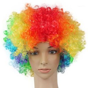 Feesthoeden Volwassen Kleurrijke Pruiken Hittebestendige Cosplay Jurk Clown Kostuum Maskerade Kerst Carnaval Club Supplies12225