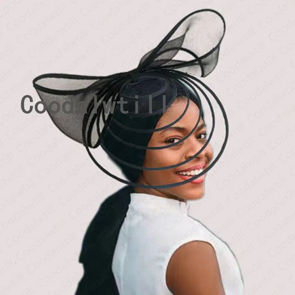 Chapeaux de fête Grand fascinateurs chapeau pour femmes mariages incroyable chapeaux avec arc pour la fête Kenducky Royal Asscot Pillbox Cap pince à cheveux mariée 231017