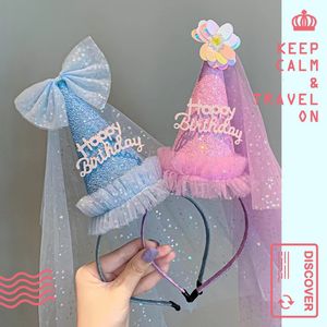 Party Hats Birthday Celebration Glitter Hat Fairy Hair Hoop One 123st Happy Decor Kids Girl Favor Headwear 230422