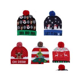 Chapeaux De Fête Noir Vert Rouge Décorations De Noël Pour Adts Et Enfants Colorf Lumineux Tricoté Chapeau De Père Noël Haut De Gamme Drop Delivery Dhblf