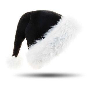 Sombreros de fiesta Negro Felpa Navidad Unisex Navidad para adultos Niños Cómodo Santa Claus Cosplay Suministros Decoración Regalo L221012216c