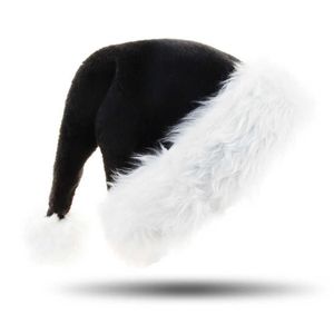 Sombreros de fiesta Negro Felpa Navidad Unisex Navidad para adultos Niños Cómodo Santa Claus Cosplay Suministros Decoración Regalo L221012273U