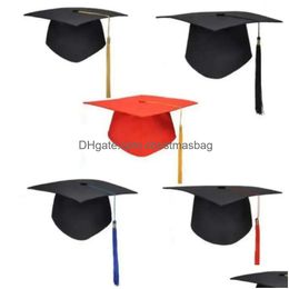 Fiest Hats Cap -Tassels Graduación de licenciatura Escuela para Master Doctor University académico JN24 Drop entrega Home Garden Suppli Dh07E