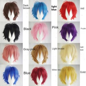 Party Hats Cartoon Carnival Cosplay Wig Hair Hat Unisex Men Women Europe en American Short Straight Hairstyle with Pony