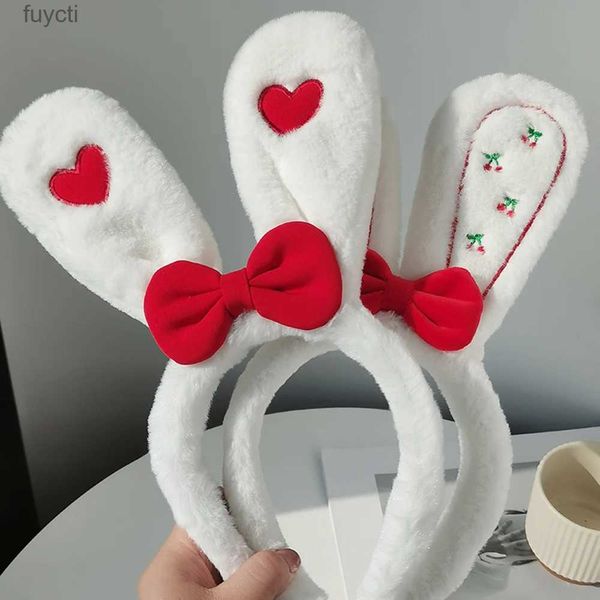 Chapeaux de fête Dessin animé en peluche coeur d'amour oreilles de lapin bandeau cerceau de cheveux Cosplay bandeau de cheveux habiller chapeaux accessoire 2023 nouvel an accessoires de cheveux YQ240120