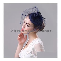 Chapeaux de fête Chicmesh Fascinator Hat Vintage Lin Veil Hair Clip pour S Parties Déguisement - Noir / Beige / Gris / Bleu Drop Delivery Accueil G Dh9Mq