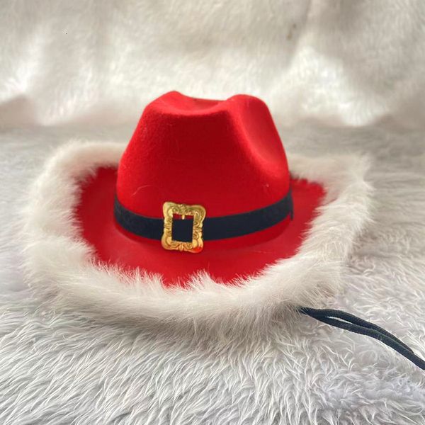 Chapeaux de fête Fête de Noël Cowboy Cowgirl Père Noël Chapeaux Lumineux Christma Party Led Glowing Christmas Hats Année Cadeaux pour Hommes Femmes 230627