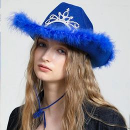 Chapeaux de fête chapeau de Cowboy femmes filles casquettes plume couronne diadème Cowgirl 231122