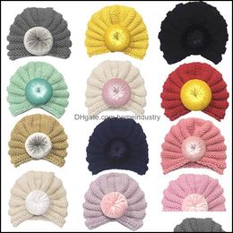 Chapeaux de fête Creative bébé enfants chaud tricot mignon casquettes de balle hiver automne filles garçons tricot laine élastique chapeaux infantile turban DH0822 T03 Dhnbj