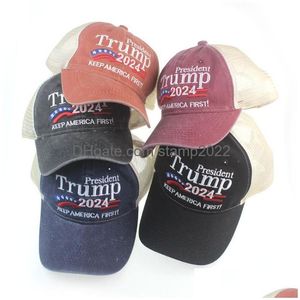 Chapeaux de fête Donald Trump 2024 Casquette de baseball brodée avec sangle réglable Drop Livraison Home Garden Fournitures de fête Dhny6