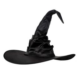 Chapeaux de fête Fashion Angled Witch Hat Black Folds Wizard Halloween Adult Kid Festivals Headgear7682685