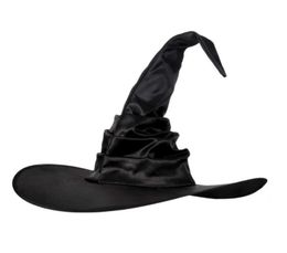 Chapeaux de fête Fashion Angled Witch Hat Black Folds Wizard Halloween Adult Kid Festivals Headgear4102677