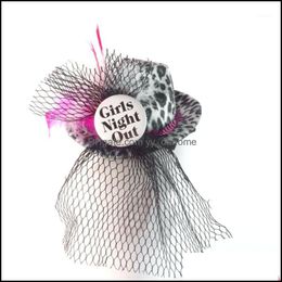 Feestmutsen feestelijke benodigdheden Home Garden 2021 Ontwerp Mini Fedora Hat On Hair Clips Sexy Fishnet Girls Night Out Bachelorette Hen Wedding EV