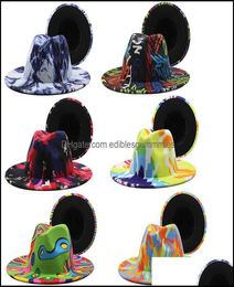 Party Hats Festive Supplies Home Garden Colorf Wide Brim Church Derby Top Hat Panama Felt Fedoras For Men Women Artificial Wool Br2963268