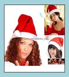 Feestmutsen Feestelijke voorraden Home Garden Factory 1500 pcs Red Santa Claus Hat Tra Soft Plush Christmas Cosplay CH DHWUW2945016