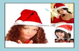 Feestmutsen Feestelijke voorraden Home Garden Factory 1500 pcs Red Santa Claus Hat Tra Soft Plush Christmas Cosplay CH DHWUW9671120