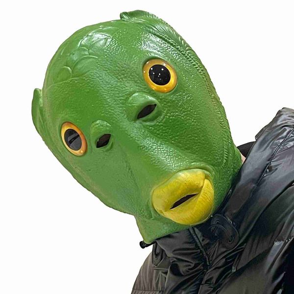Partyhüte Grüne Fischmaske Lustige Maske Latex Tiergesichtsmaske für Halloween Maskerade Party Kostüm Verkleidung Cosplay Bankett Ausgefallener Fischhut HKD230807