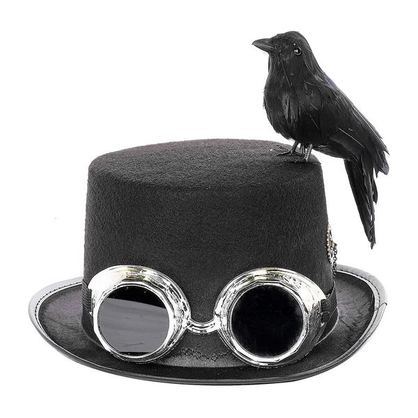 Chapeaux de fête Halloween corbeau chapeau carnaval musique électronique Festival chapeau rétro Goth Steampunk chapeau couronne noire 231019